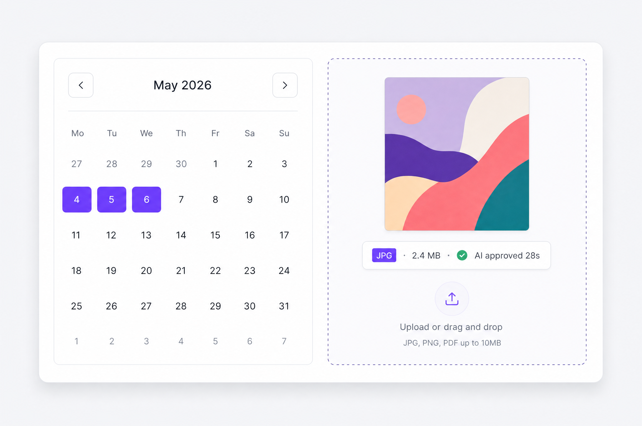 how-it-works step 2 — choose dates and upload creative